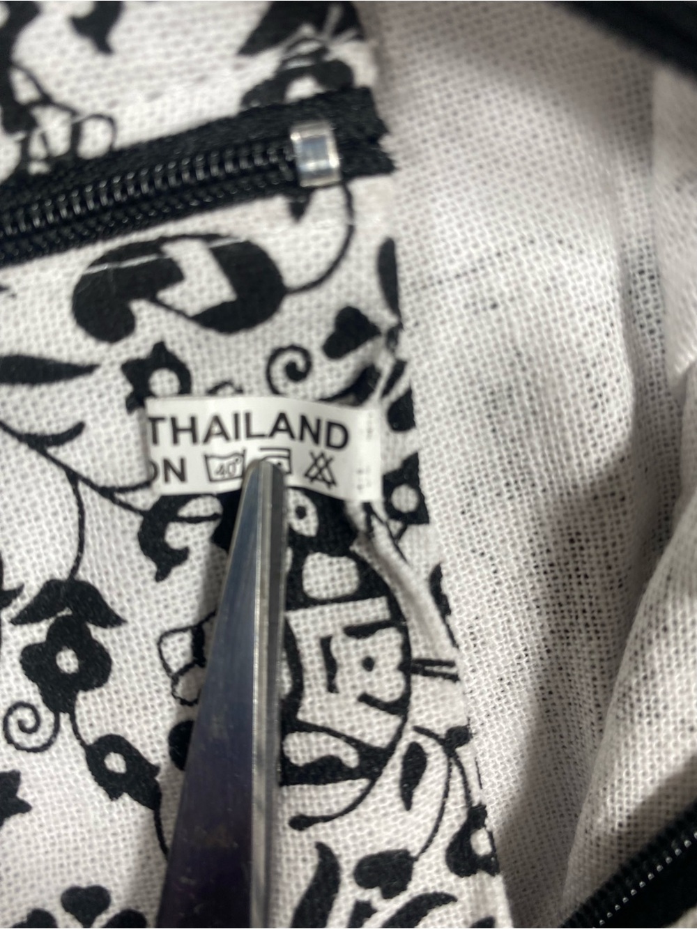 Thai Cotton Elephant Print Boho Shoulder Crossbody Bag Black White - Picture 4 of 10
